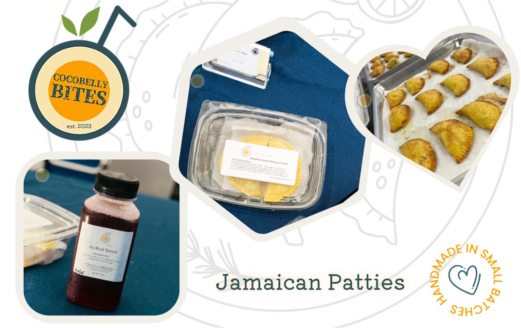 A tray of hot patties along with package patty and sorrel drink